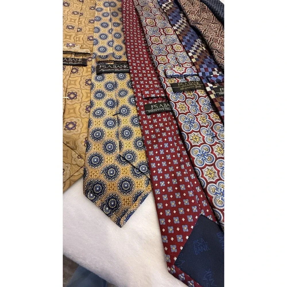 Jos A Bank Mens Silk Tie Lot 8 Signature Executive Reserve Neckties Patterned